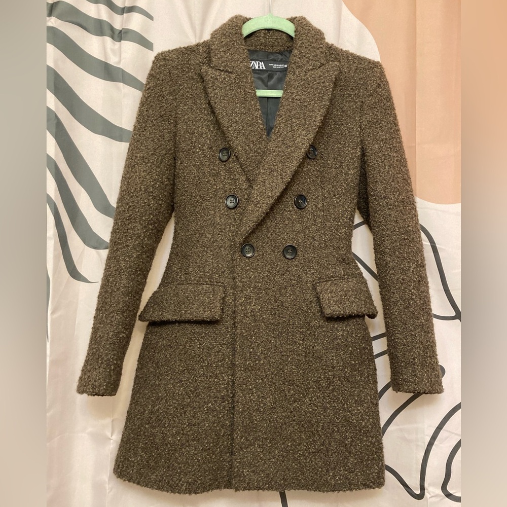 Zara Women's Brown Wool Blend Coat